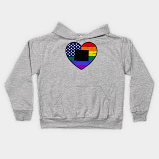 Wyoming United States Gay Pride Flag Heart Kids Hoodie